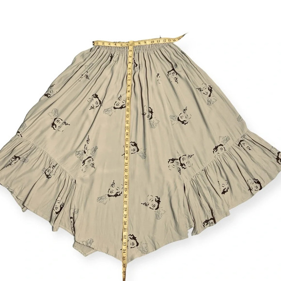 Vintage Miss Mod Marilyn Monroe print midi skirt tan black size 6/Medium - Picture 10 of 13